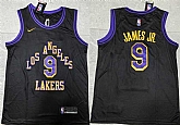 Mens Los Angeles Lakers #9 Bronny James Jr. Black 2024 Draft Stitched Basketball Jersey,baseball caps,new era cap wholesale,wholesale hats